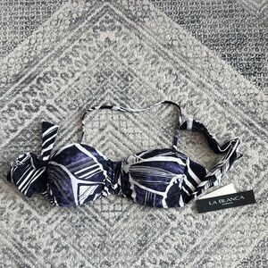 La Blanca Monochrome Patterned Bikini Top